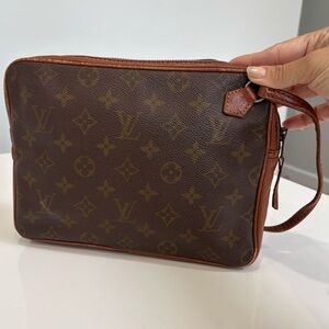 Louis Vuitton Vintage Monogram Toiletry Pouch 26 Wristlet Clutch Brown LV